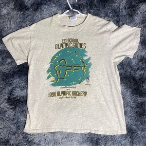VTG 90s Centennial Olympic Games Atlanta 1996 Shirt Hanes Tag L Flaws